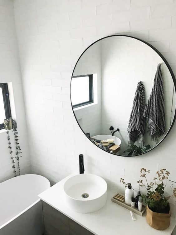 Black Round Wall Mirror (5 Sizes)