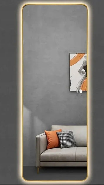 Backlit Vanity Gold Frame Mirror with Rounded Corners (5 sizes)