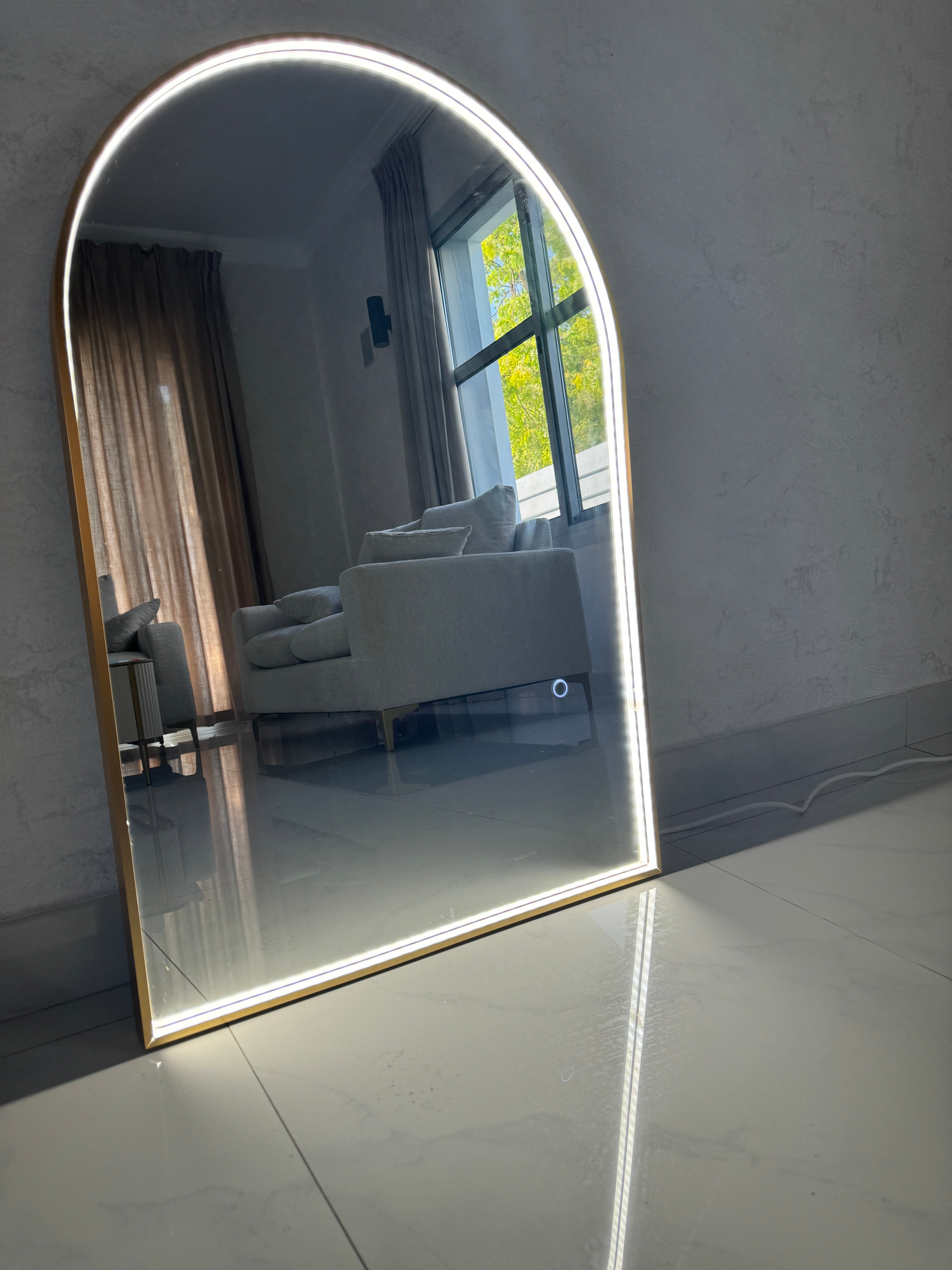 Glod Arch Mirror with Inner Frame LED 60x90cm