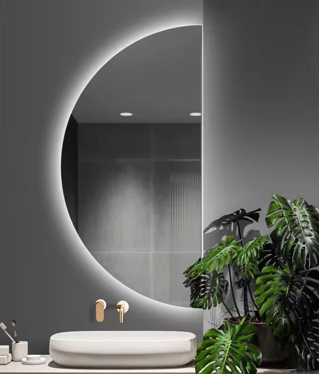 Half Moon Mirror With 3 colour Backlit  （2 sizes）