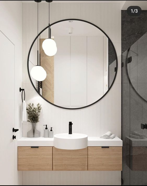 Black Round Wall Mirror (5 Sizes)