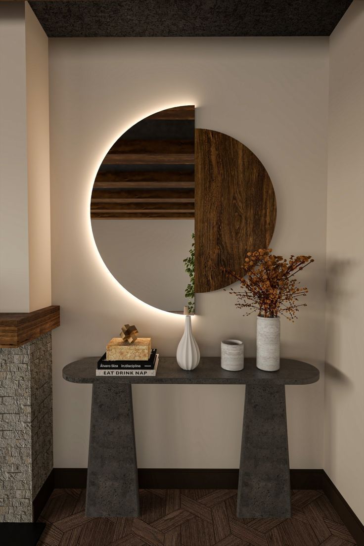 Half Moon Mirror With 3 colour Backlit  （2 sizes）